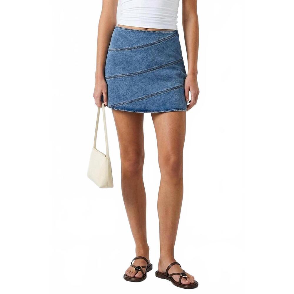 NEW NAKED ZEBRA waves of summer denim skirt in blue